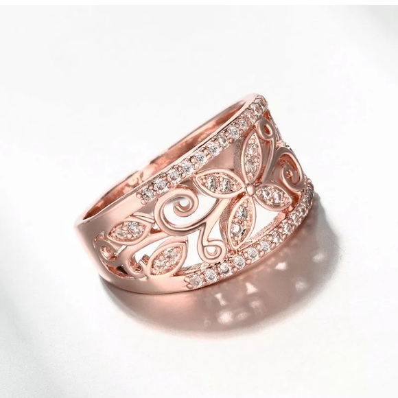 Fashion 18k Rose Gold Filled White Sapphire Ring - Picture 5 of 5